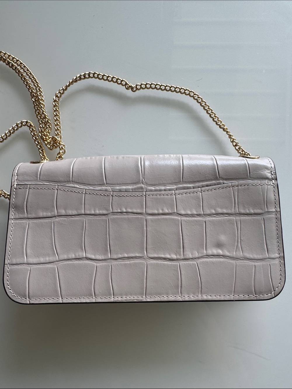 Coach Morgan Croc-Embossed Leather Chain Shoulder Bag in Light Gray - Picture 7 of 13